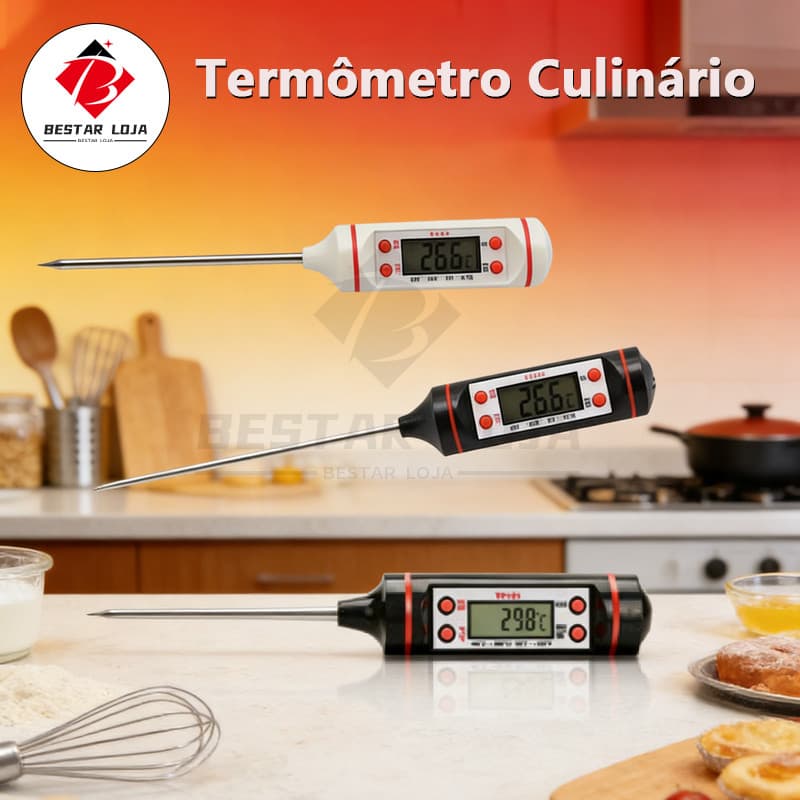 BESTAR LOJA  Termômetro Culinário Digital Espeto Tp101 Alimento Cozinha Carnes Bebidas Líquidos Alta Precisão