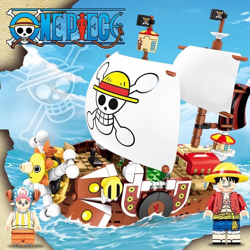 Brinquedo de Blocos de Montar Lego do Navio Girassol do Luffy de One Piece com 432 Peças, Presente de Aniversário e Nata