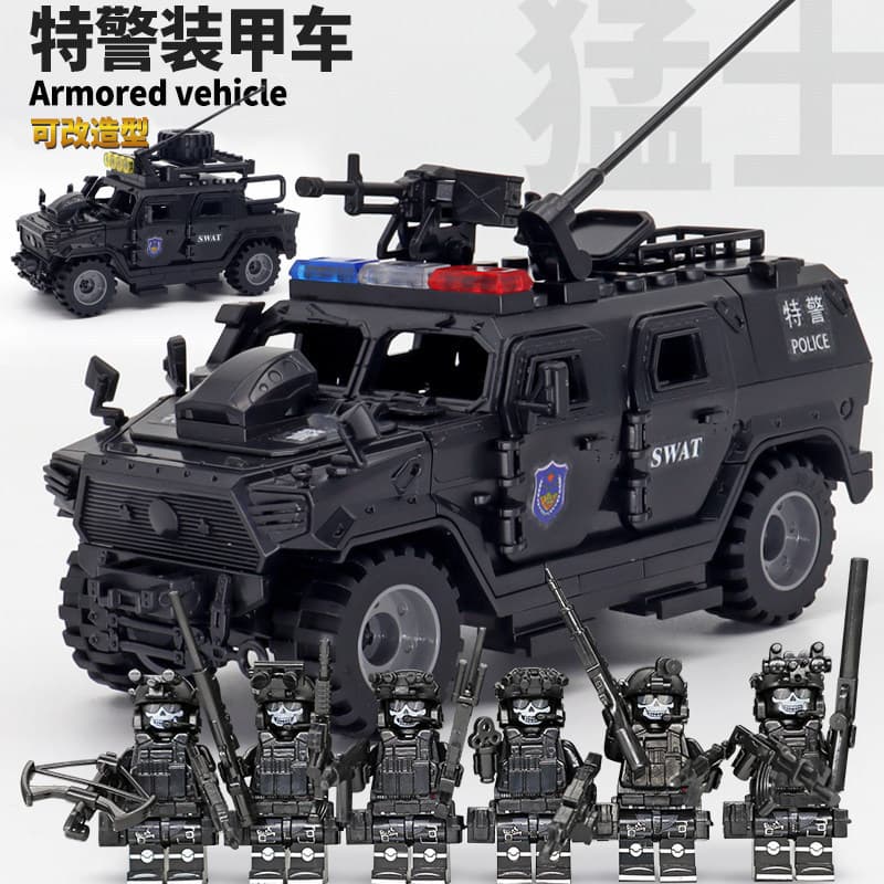 2000 peças de blocos militares compatíveis com Lego SWAT carro blindado veículo off-road brinquedo de montar para menino