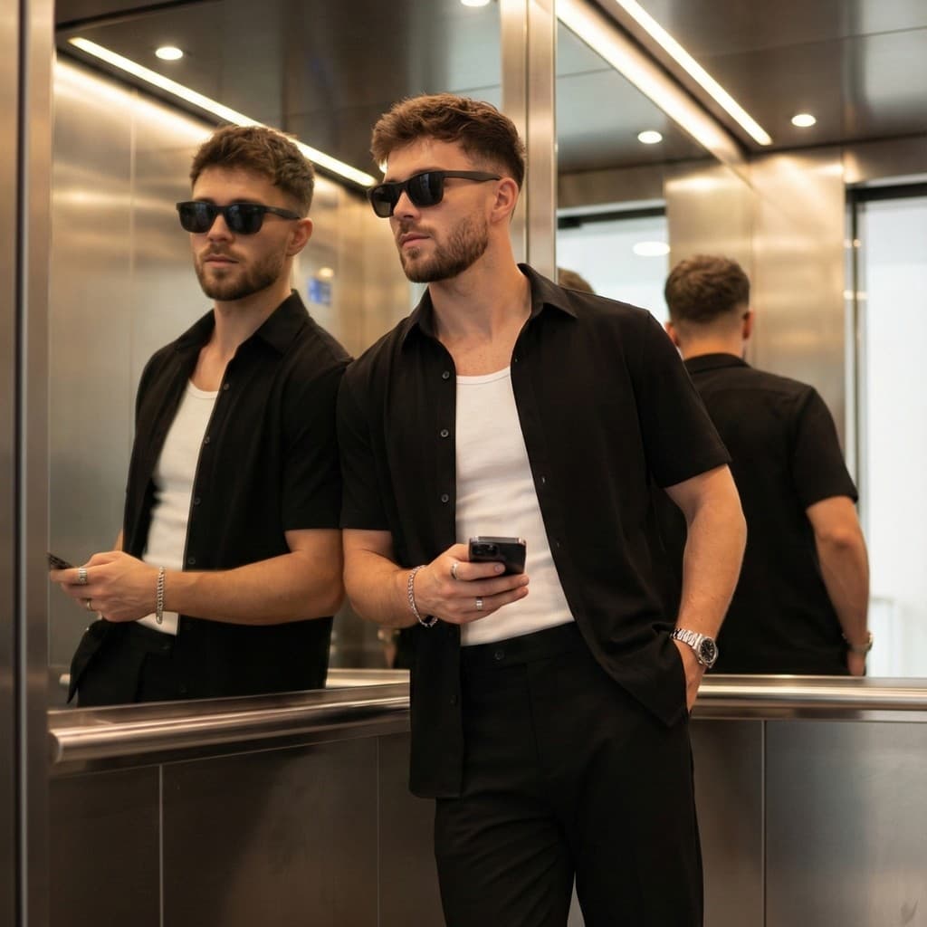Camisa Social Masculina Manga Curta Casual Look Happy Hour Verão Slim Gola Cubana