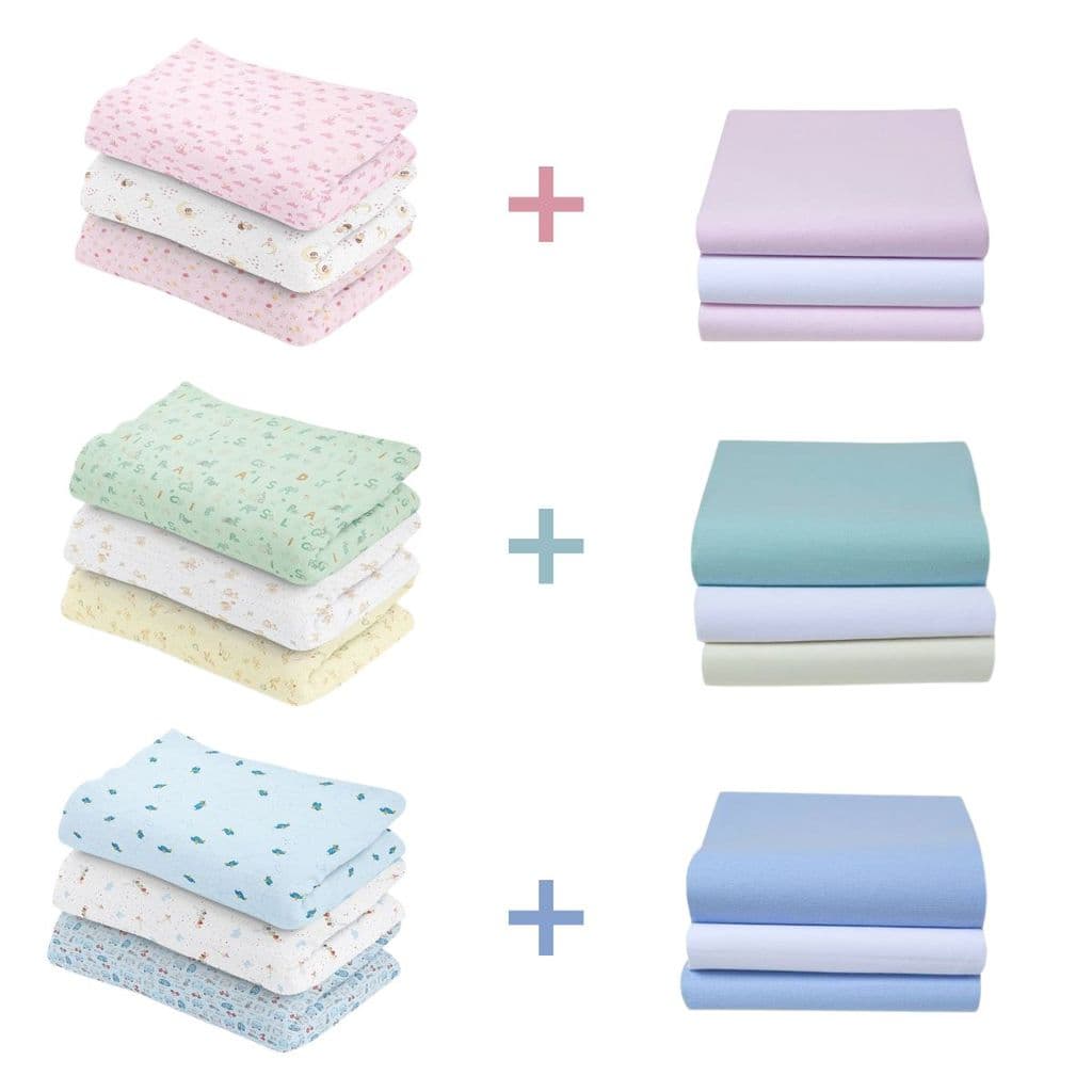Kit 6 Cueiro Bebe Flanelado Estampado Liso 100% algodão 80x50cm Manta Macio Enxoval Recém Nascido Menino Menina Papi