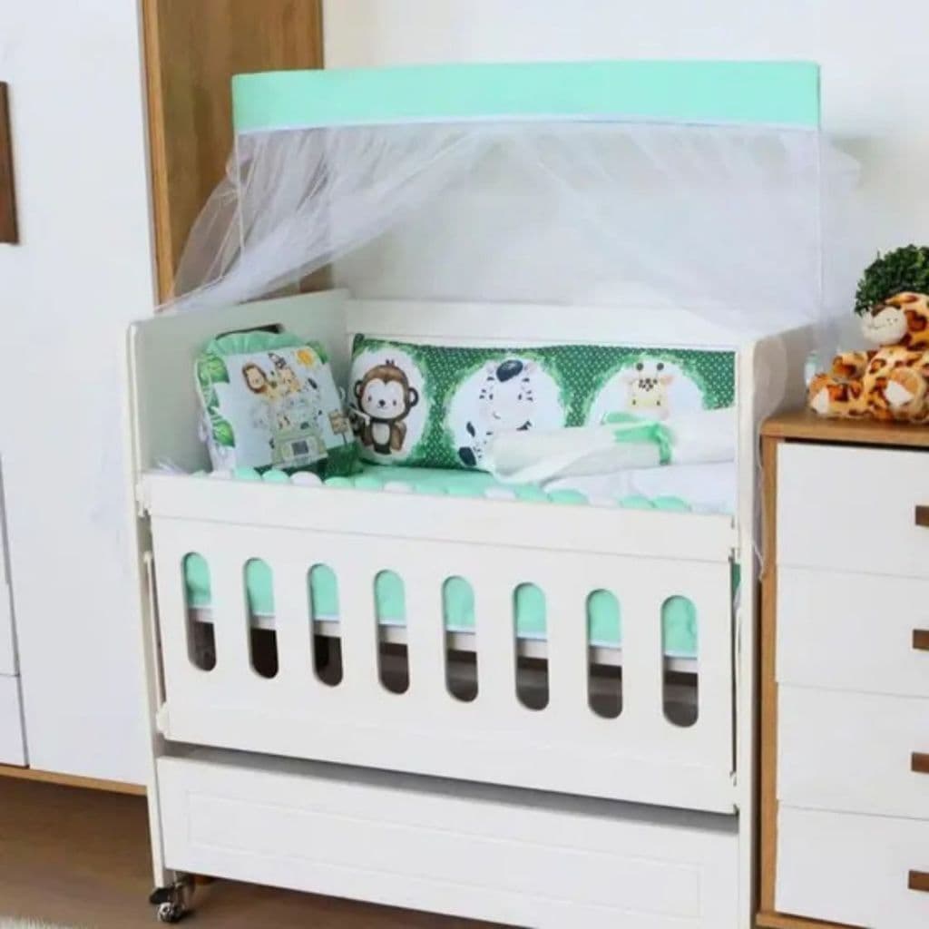 Mini Kit Berço Luxo Completo 10 Peças Safári Verde – Kit Enxoval para Bebê Menina Menino