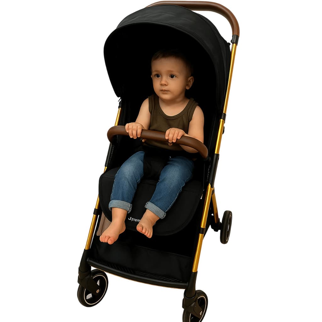 Carrinho de Bebê Premium Baby Zurich Black Gold Couro Marrom