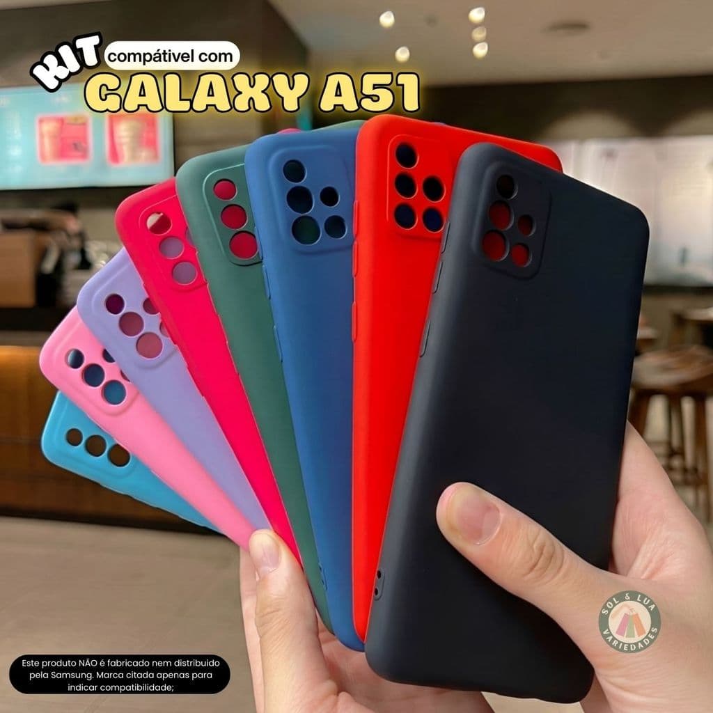 Kit Capa Capinha compatível com Galaxy A51 + Película 3D Cerâmica Privacidade