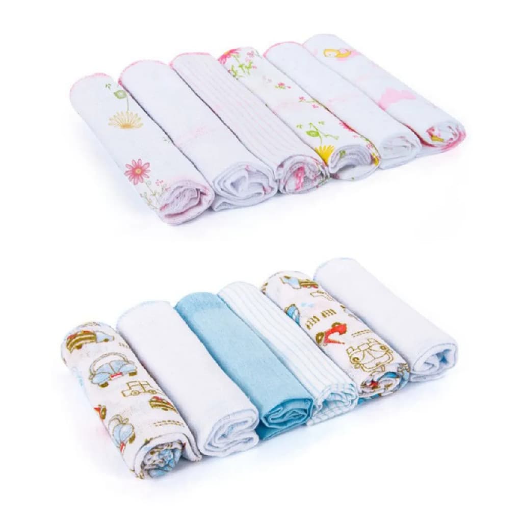 Kit 6 Und Paninhos de Boca Pano Infanrtil Bebe 30x30cm Estampa Sortida Enxoval Cor Azul Rosa Bebe