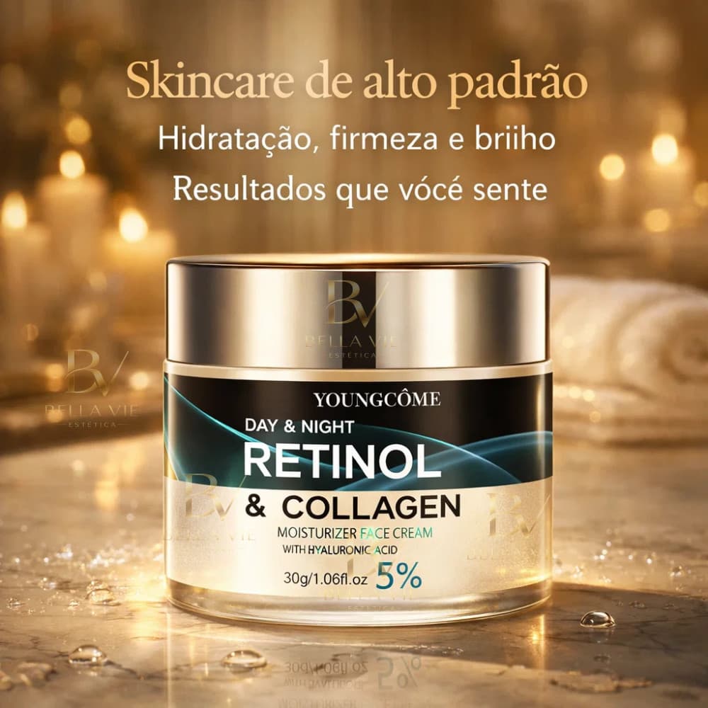 Creme Facial Retinol Colágeno Anti Idade Rugas Firmeza Pele Hidratada Rejuvenescedor