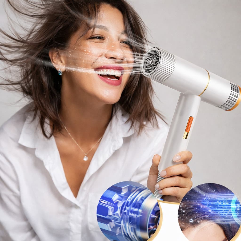 Secador De Cabelo Profissional 800W Compacto Viagem Íons Negativos 3 Velocidades Secagem Rápida Leve