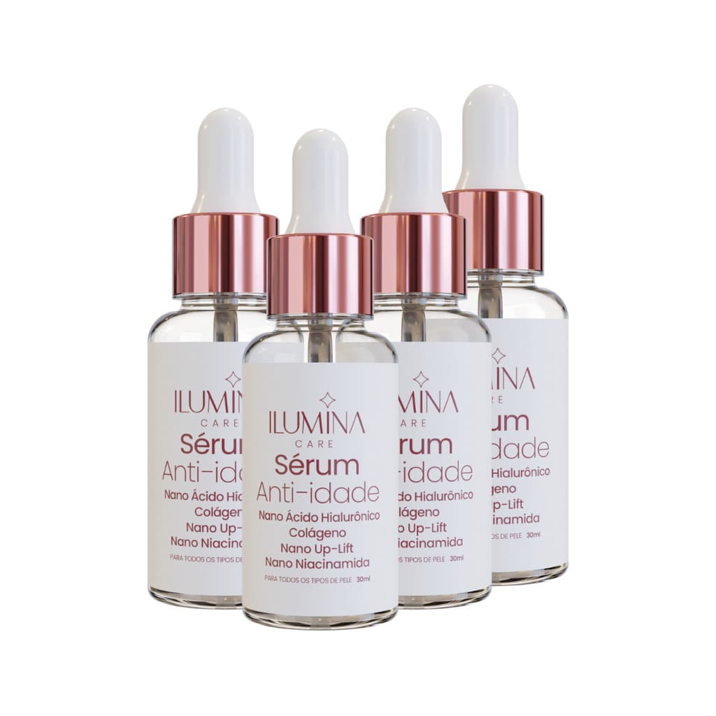 Kit 4 Facial Hidratante Sérum Anti-Idade 30ml Ilumina Care