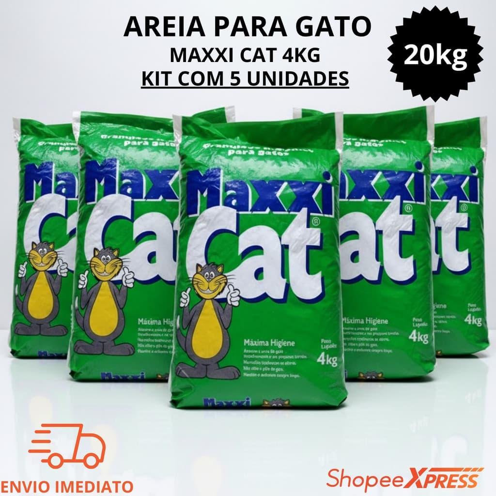 Kit 5 Areia Sanitária para Gatos Maxxi Cat 4kg