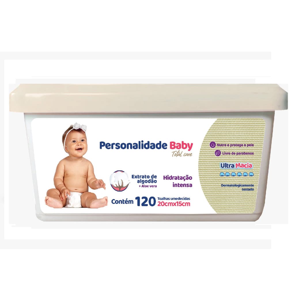 Toalha Umedecida Personalidade 120un - Lenço Umedecido Hidratação Intensa