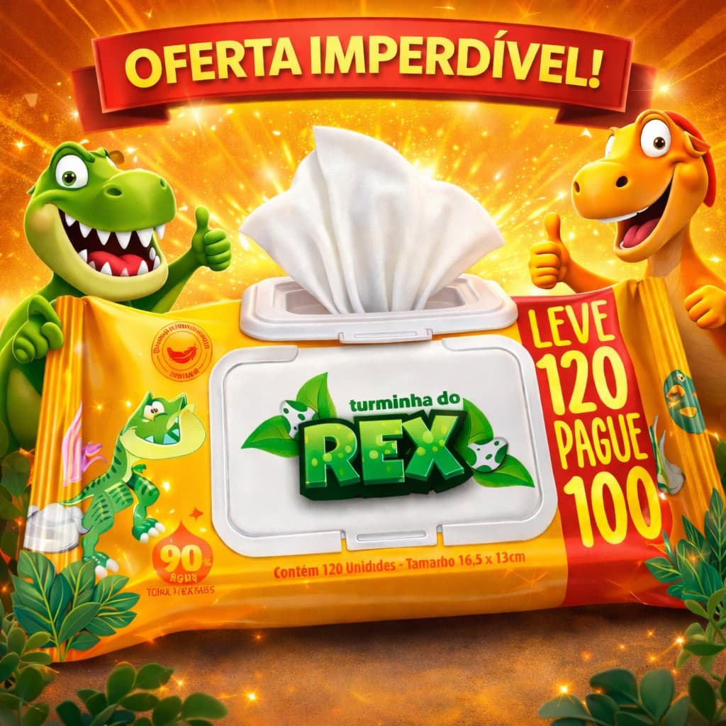 Kit 6 Toalhas Umedecidas Turmina do Rex Neném Menina Menino Lenço Infantil Higiene Bebê RN