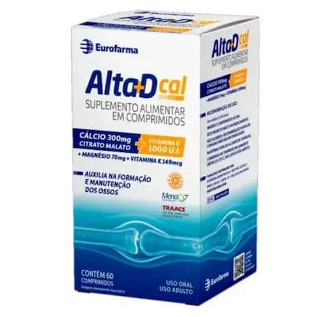 Alta D + Cal 60 Comprimidos | Cálcio 300mg + Vitamina D + Magnésio + Vitamina K