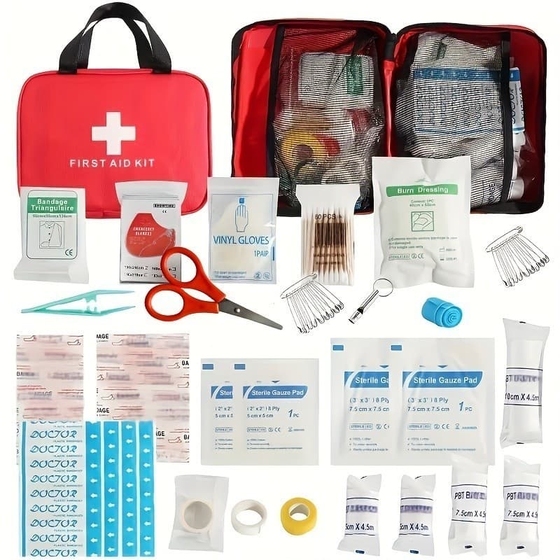 Kit portátil de primeiros socorros pequeno/grande, incluindo tesouras e pinças profissionais, adequado para Camping e at