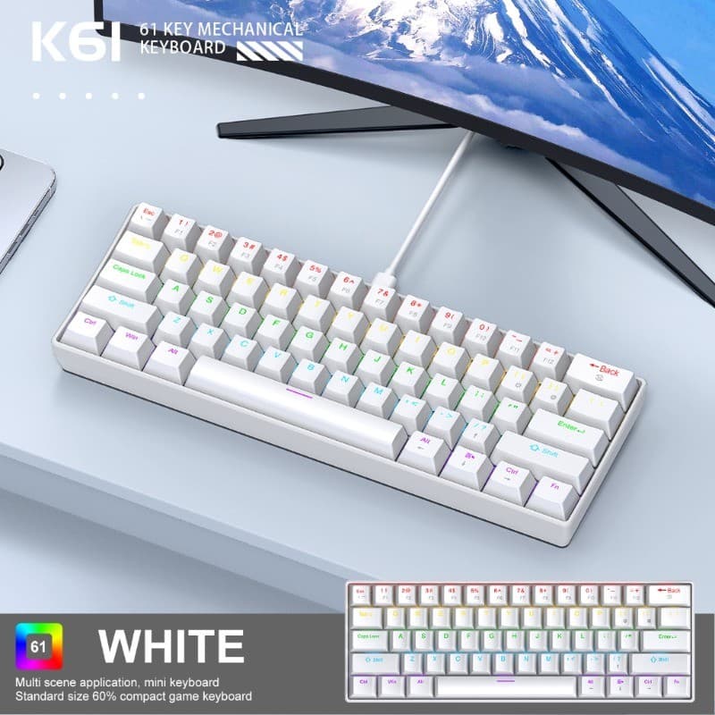 Envio Do Brasil , Sem Impostos ! APAYADO K61 Mini 60 % Mecânico Teclado Para Jogos 61 Teclas RGB Retroiluminado Com Cabo