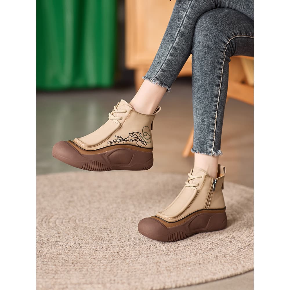 Sapatos Retro femininos de alta qualidade outono inverno novo estilo escovado algodão Toe camada bordado confortável sol