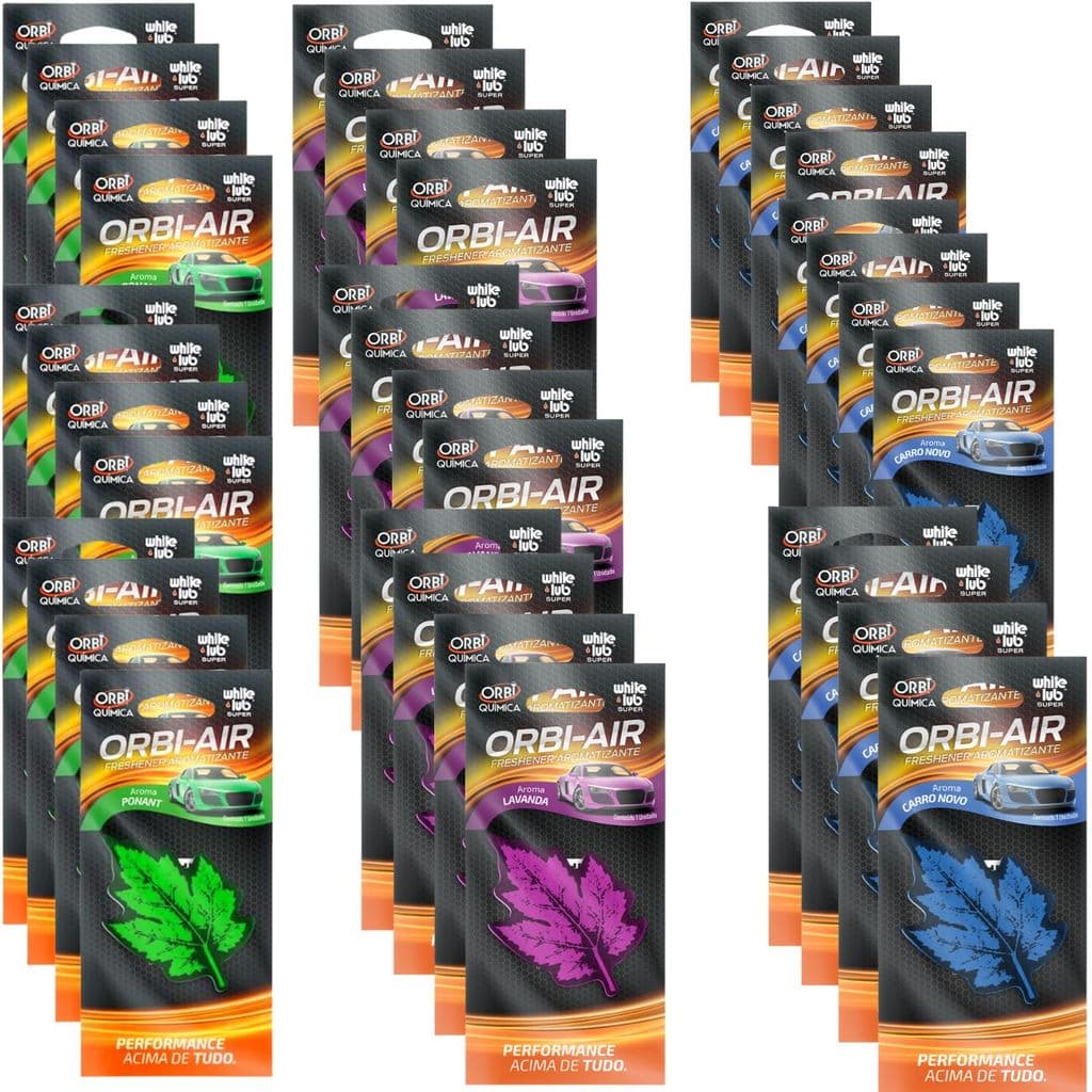Kit 12 Aromatizante Folhinha Orbi Air Freshener Carro Novo Lavanda Ponant Retrovisor Carro Casa