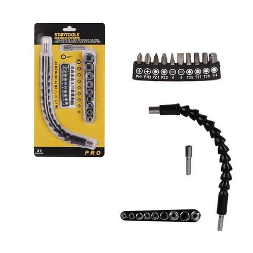 Kit Extensor Flexível Cabo Para Parafusadeira Bits Soquete 21 Peças Kit Completo Ferramentas