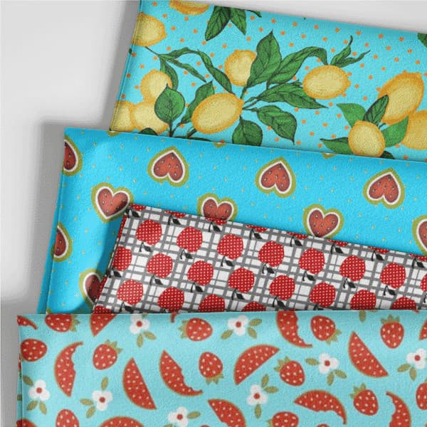 Tecido Tricoline E Frutas Mesa Copa 100% Algodão Patchwork Quilting Cozinha Chic Mesa Posta Enxoval