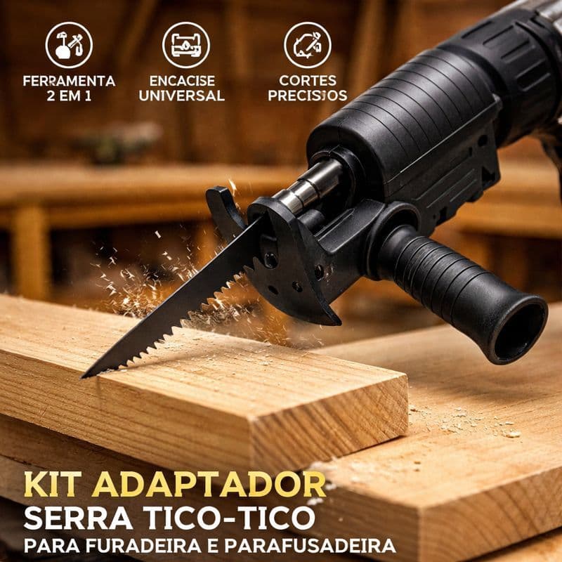 Kit Adaptador Serra Tico-Tico para Furadeira e Parafusadeira – Ferramenta de Corte para Madeira