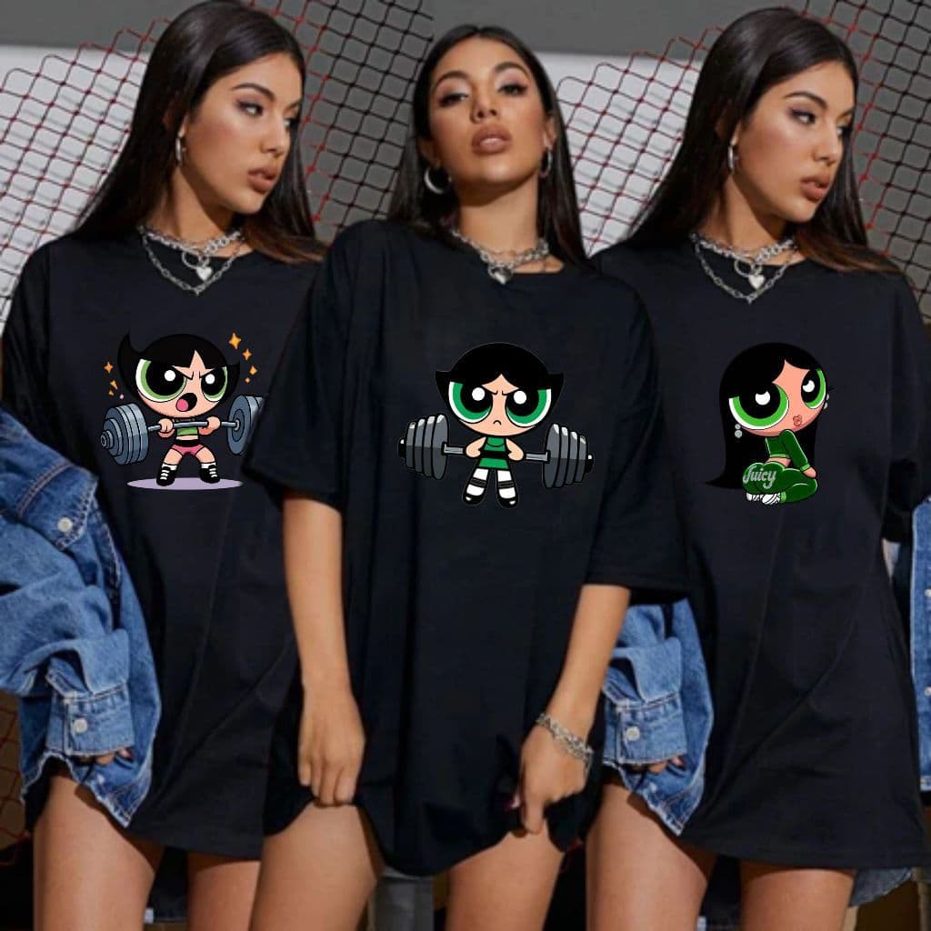 Kit 3 Camiseta Tshirt Oversized 100%Algodão Academia Fitness Gym Treino Musculação Feminina Meninas