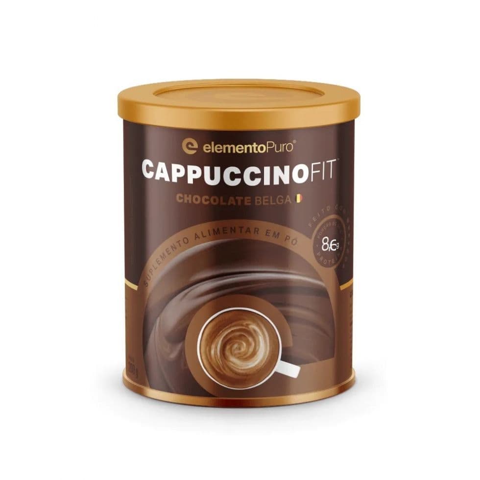 Cappuccino Fit com Colageno Verisol Elemento Puro 200g Whey Protein Sabor Chocolate Belga
