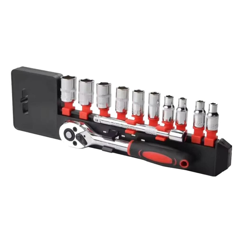 Jogo Soquete 12 Peças 1/4 Sextavado Com Catraca e Extensor 4mm a 13mm máquinas shop