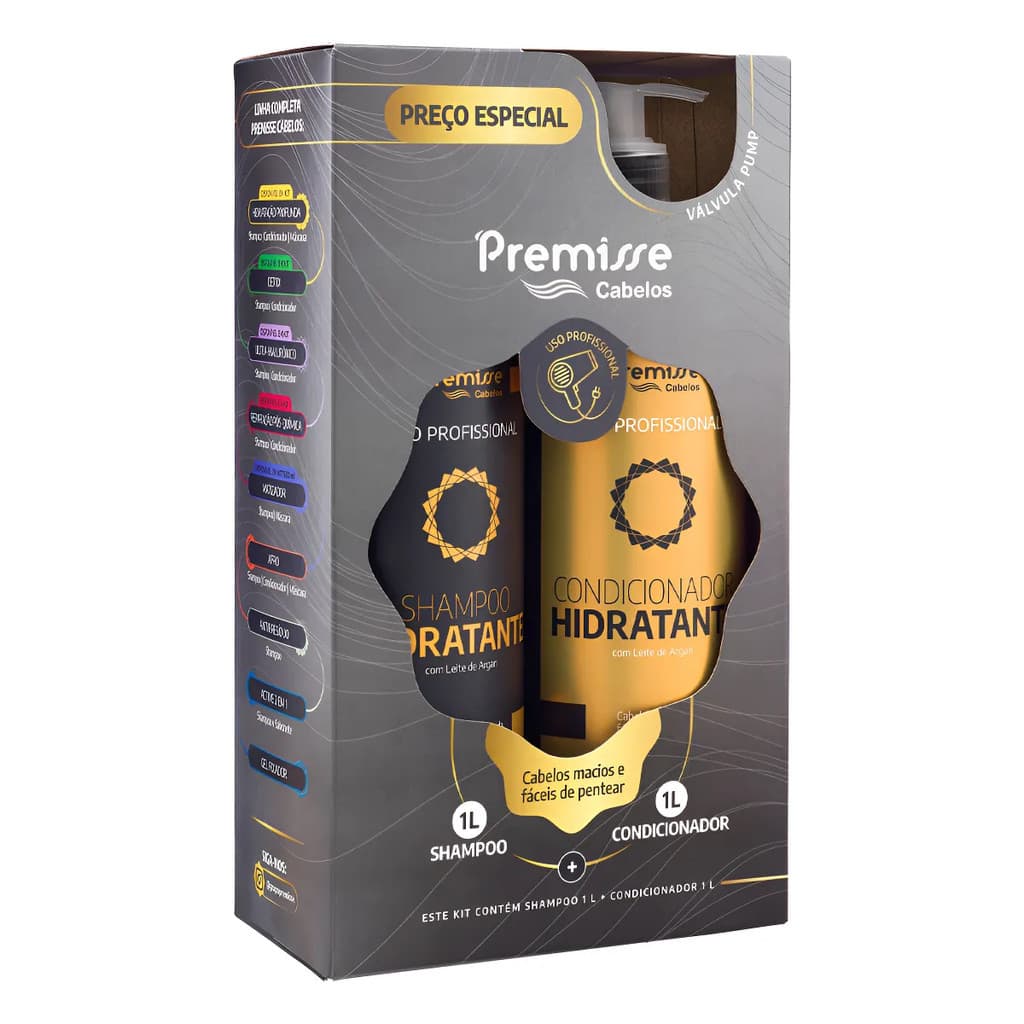 Kit Capilar Premisse 1L Shampoo + Condicionador Hidratante