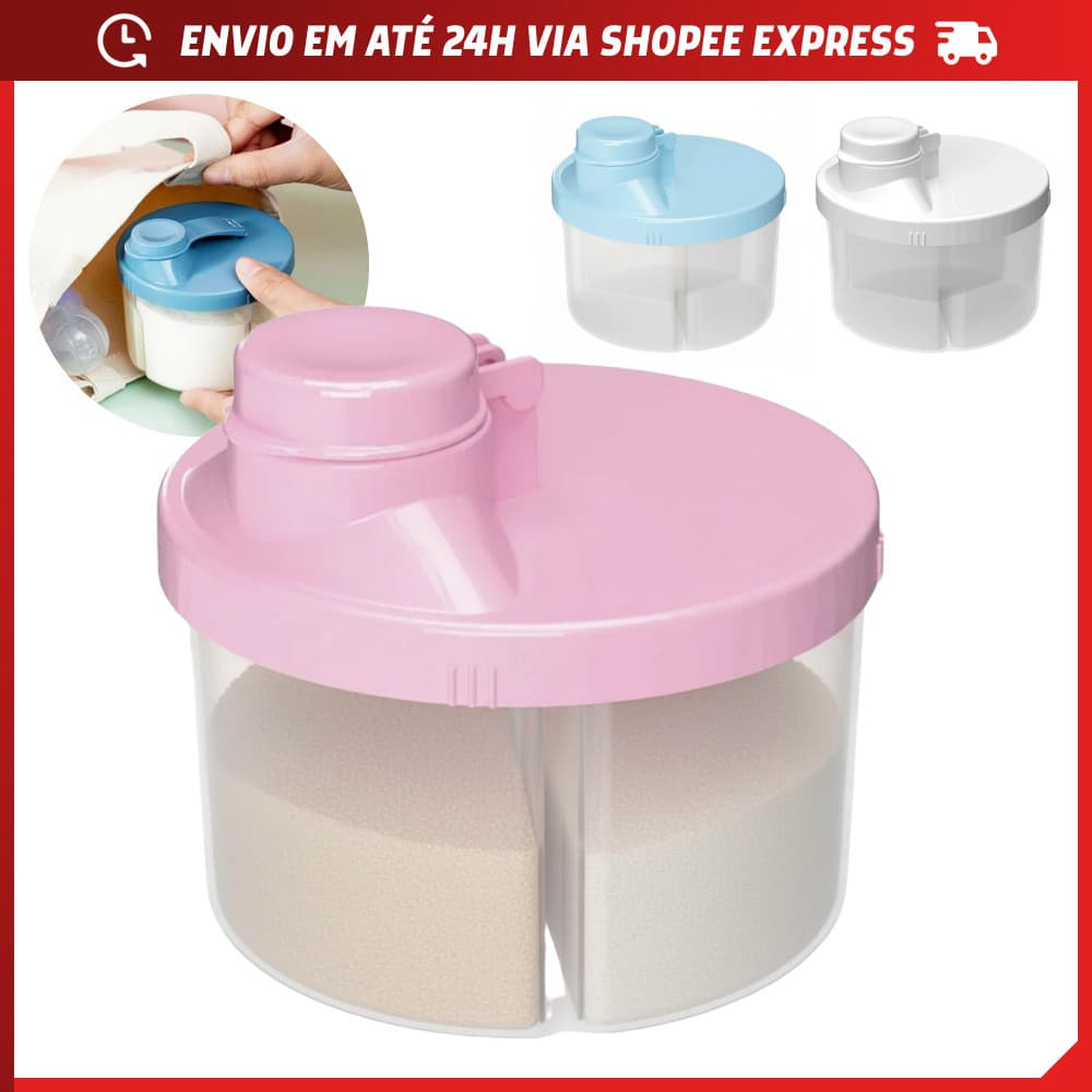 Porta Leite em Pó Bebê 280ml 3 Compartimentos Com Dosador Para Fórmula Infantil Nitron