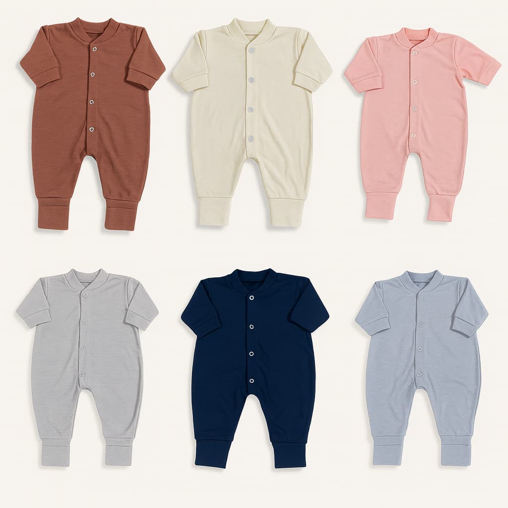 Kit 5 Macacões Bebê Malha Algodão Penteada Antialérgica vira pé enxoval bebê