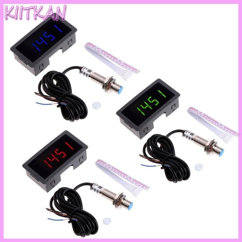 KIITK 4 Tacômetro Digital RPM LED Interruptor Proximidade NPN 10-9999RPM