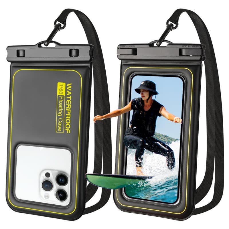 Bolsa impermeável IP68 para celular, iPhone, Samsung e outros esportes ao ar livre, cordão largo, natação, rafting.