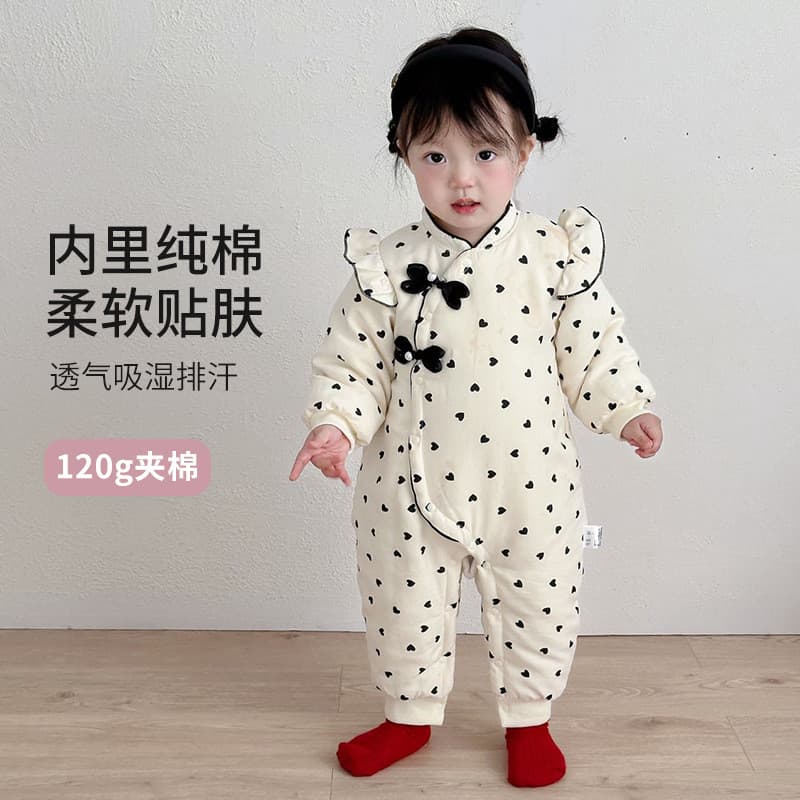 Roupas de bebê outono inverno roupas bebê menina acolchoado macacão recém-nascido classe cem dias de idade macacão