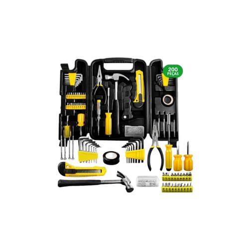 Kit Ferramentas Completo 200 Peças Maleta Portátil Organizador Uso Profissional