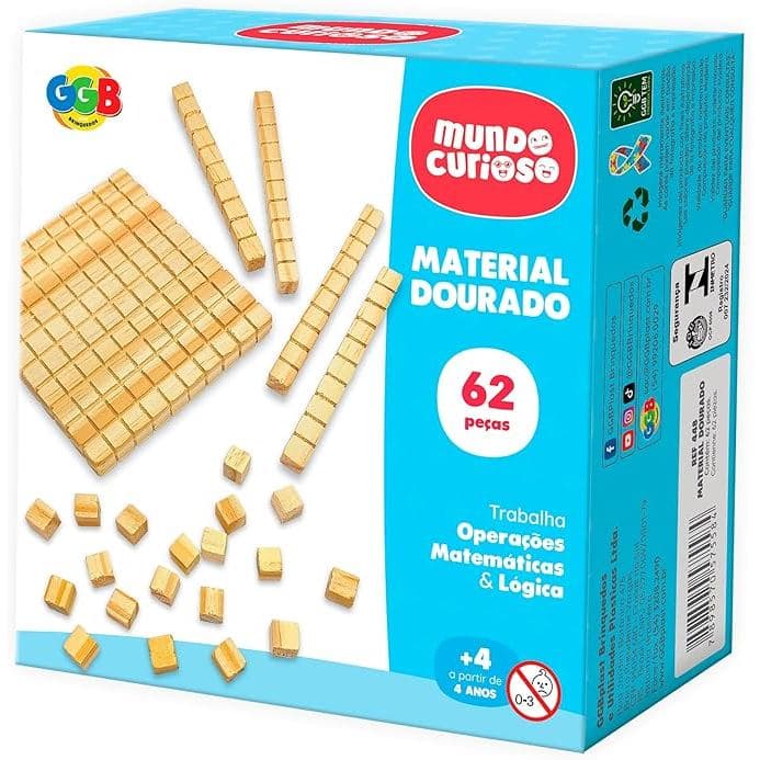 Jogo Educativo Didático Material Dourado Madeira 62 Peças Educativo