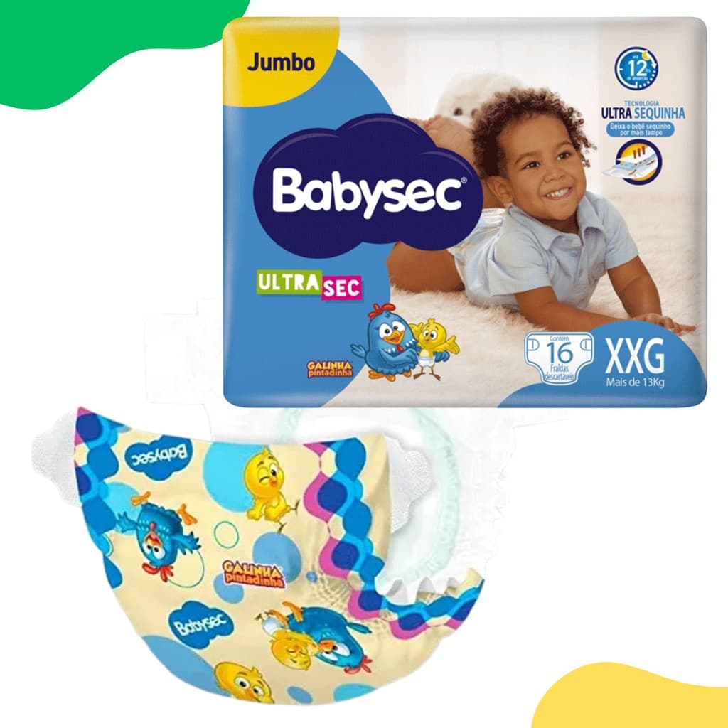 Fralda Jumbo Ultra Sec Descartáveis XXG 16und 13kg Babysec
