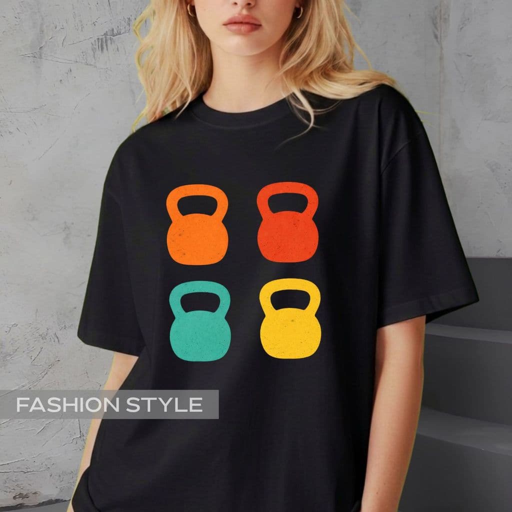 Camiseta Academia Halteres Peso Ilustração Força Definição Musculação Estampa Colorida