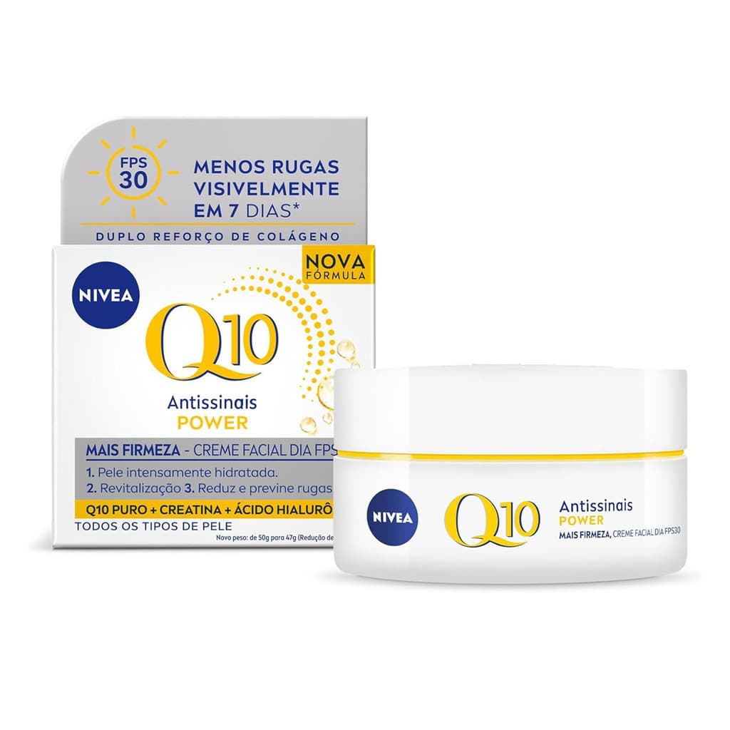 Creme Facial Antissinais FPS30 NIVEA Q10 Power 47g Todos os Tipos de Pele Hidratante Anti-Idade URB