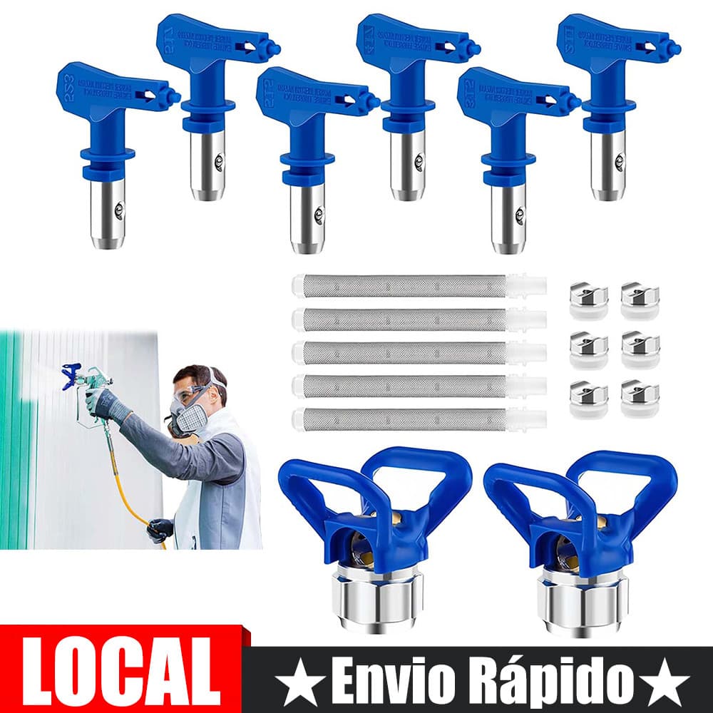 Kit completo de ferramentas para pulverização sem ar, conjunto de 19 peças Bocal reversível para pistola pulverizadora