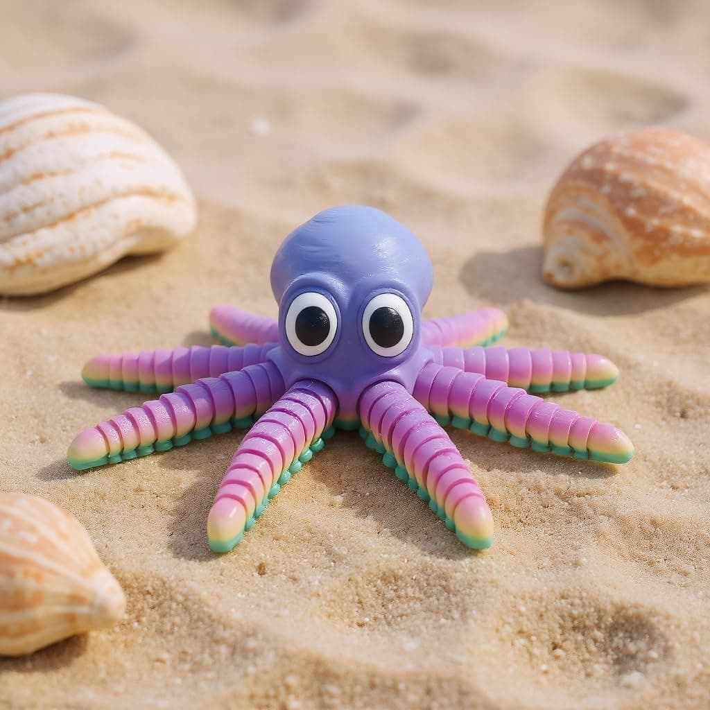 Roxo impressão 3D polvo articulado brinquedo na ponta do dedo flexível articulado lula boneca brinquedo Animal escritóri