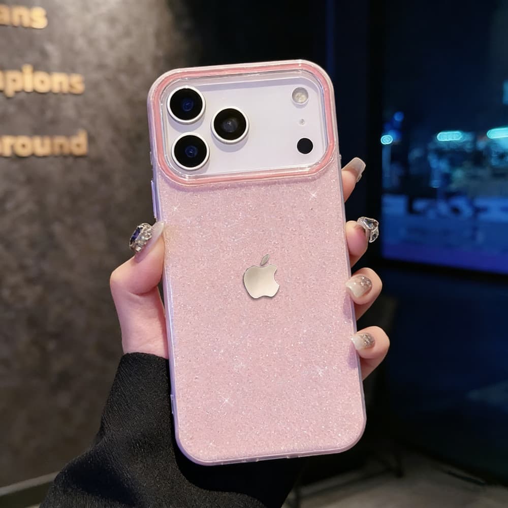 Capa Glitter Para iPhone 17 Pro Max 16 15 13 11 14 12 11 Plus Air XR Xs16E Logotipo De Metal À Prova De Choque Capinha