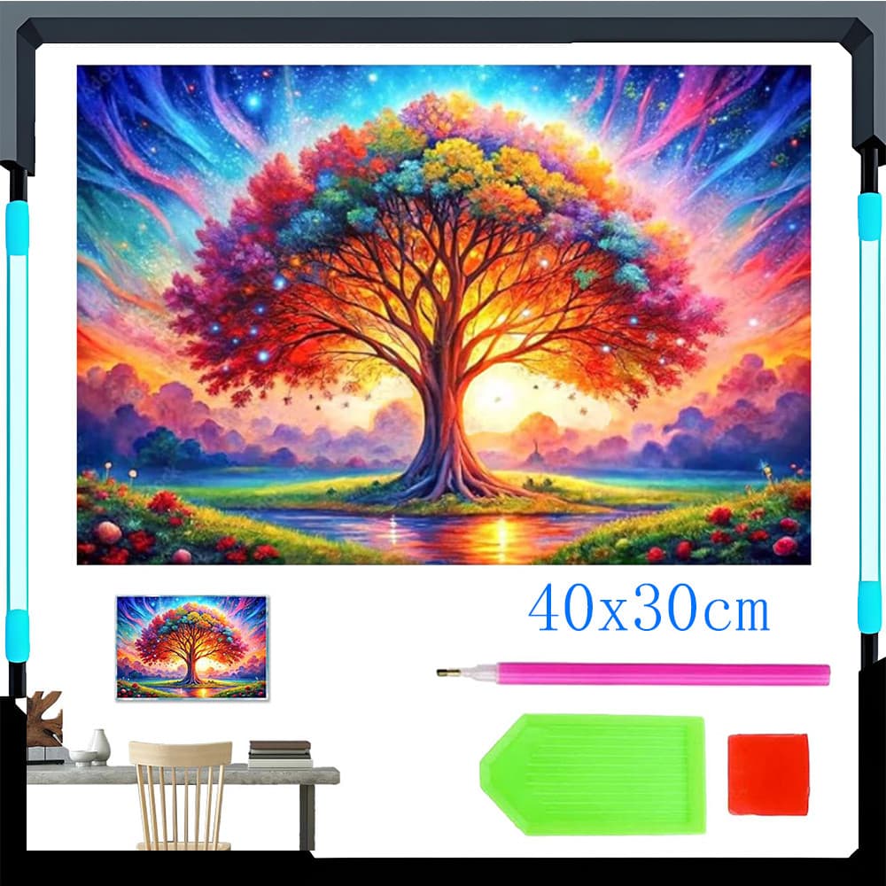 Conjunto de pintura diamante 5D Árvore colorida DIY pintura diamante disponível pintura decorativa