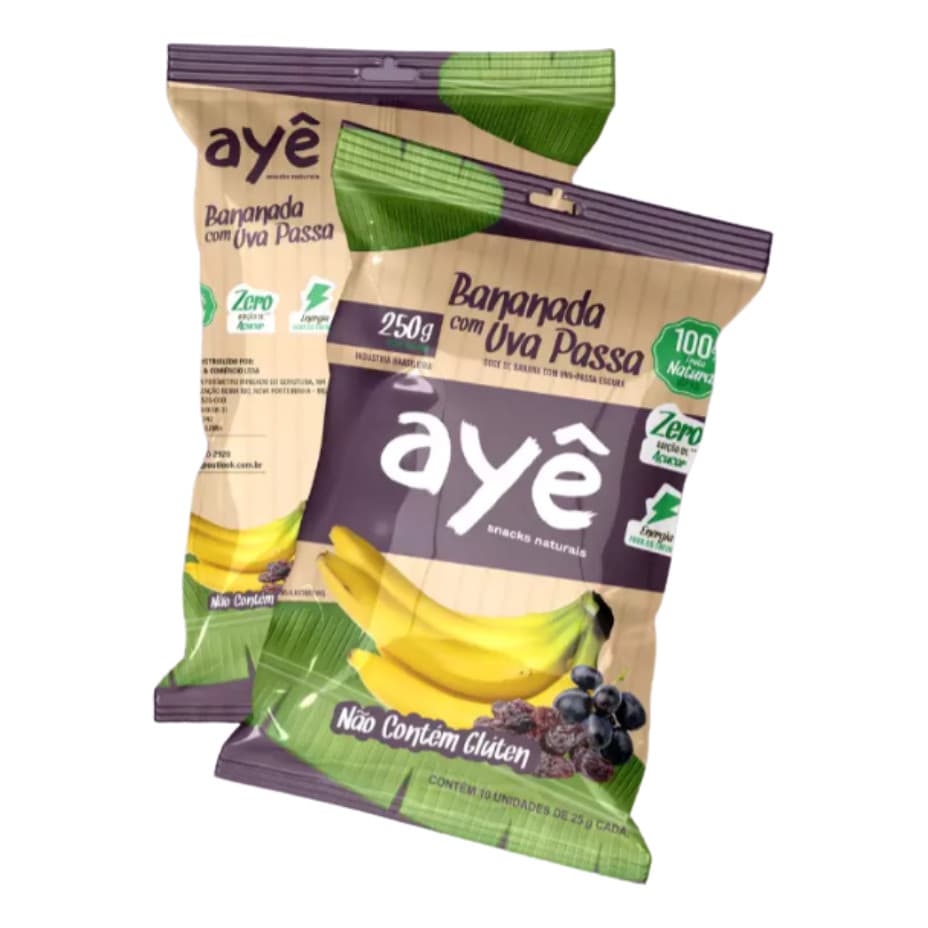 Bananada Aye Zero Açúcar Uva Passa 250g - Sem Glúten e Lactose, Doce Fit Saudável