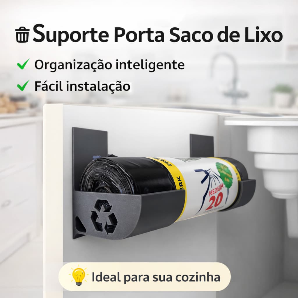 Suporte Porta Saco de Lixo Armário Cozinha Organizador utensílios de cozinha 3M  Até 5kg Multiuso