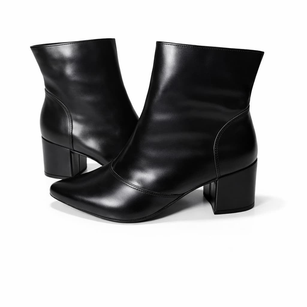 Bota Feminina Cano Baixo Salto Grosso Bico Fino Elegante Confortável Rosa Chic Calçados