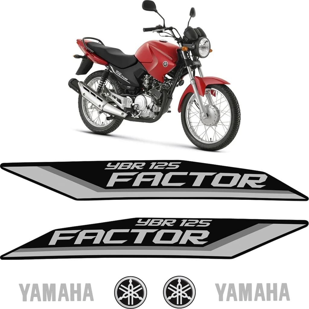 Adesivo Para Moto Kit Adesivos Cartela Peças de Moto Carenagens Yamaha YBR Factor 125 Vermelha 2011