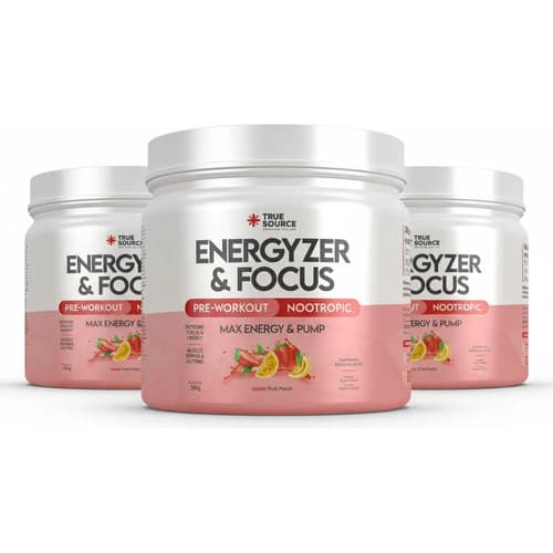 Kit 3 Pré Treino Energyzer Fruit Punch 360g True Source Fruit Punch