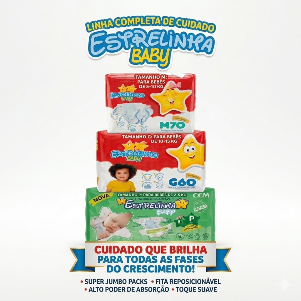 Fralda Estrelinha Super Jumbo Todos os Tamanhos Descartável Gel Ultra absorvente