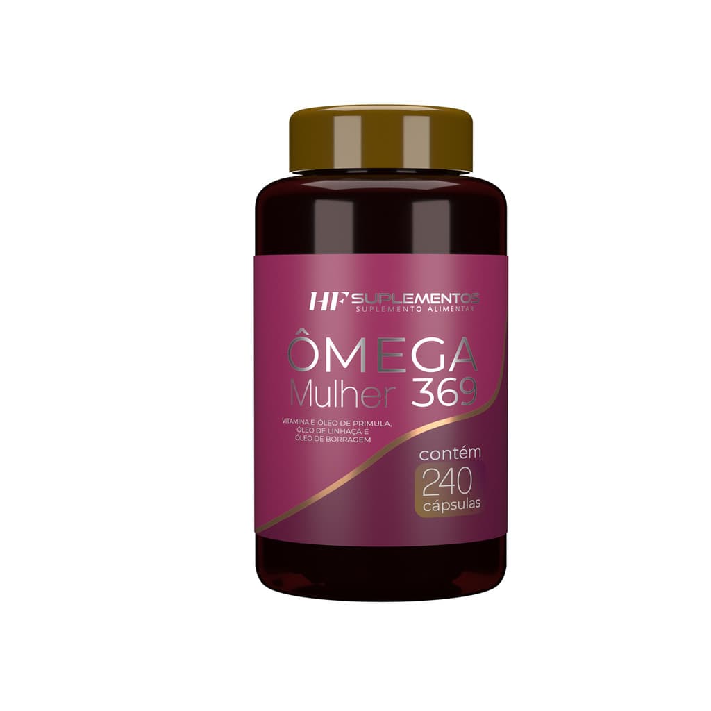 Ômega 3 6 9 Mulher HF Suplementos - 240 Cáps - Óleo de Prímula, Linhaça, Borragem e Vitamina E