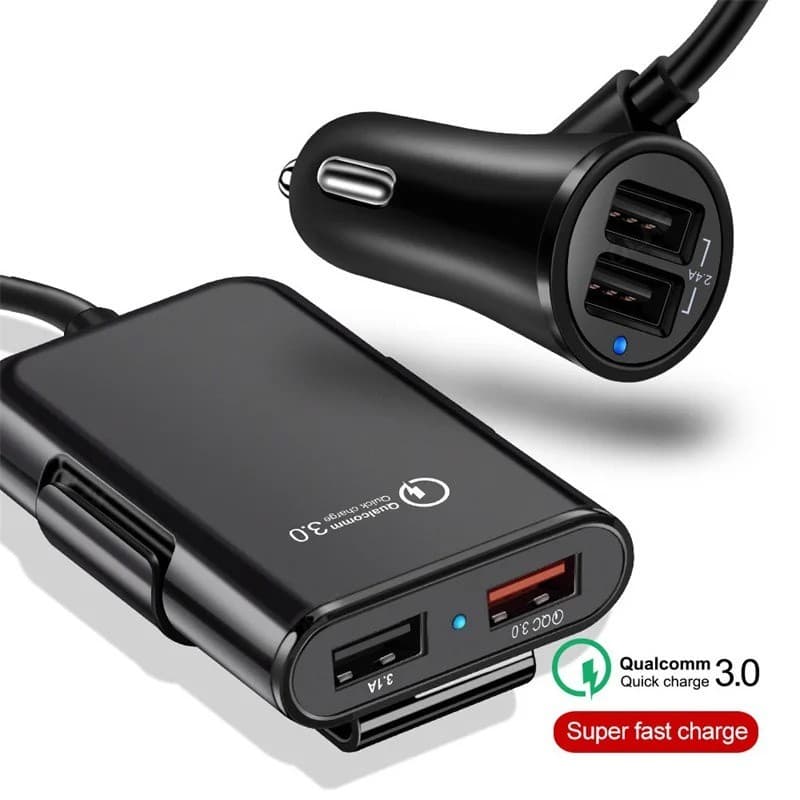 Carregador Celular Veicular 4 Portas Usb/ Extensor 2 Portas