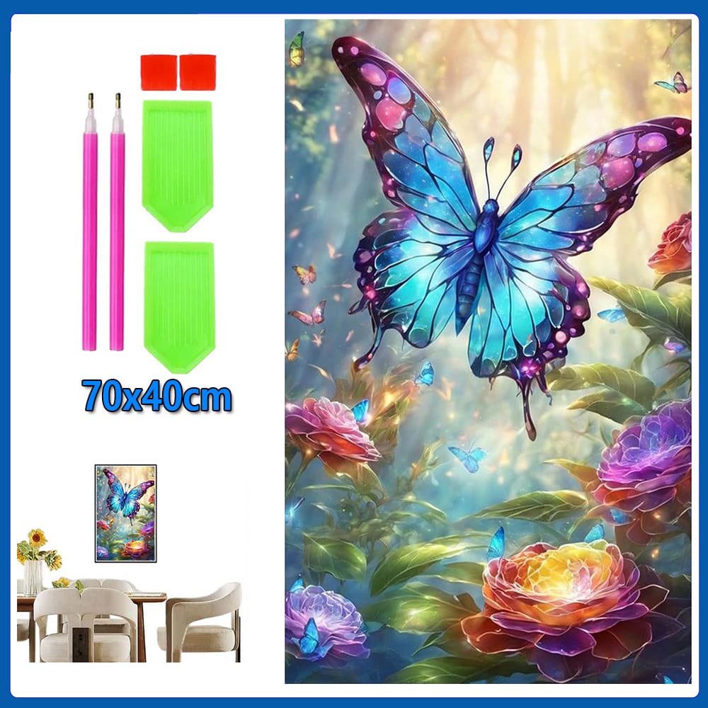 70x40cm Borboleta azul Pintura Diamante 5D Pintura de Diamante Conjunto De Pintura Conto De Quadrado 5D Kits